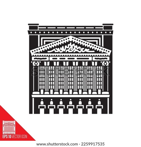 Stock Exchange bulding on Wall Street New York front view vector illustration 