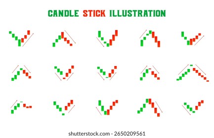 Stock exchange candlestick set on white vector background. vector design. vector set