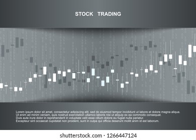 Stock exchange chart market investment trading with world map. Trading platform. Business graph. Vector Illustration