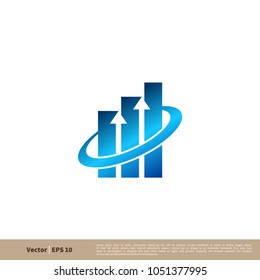 Stock Exchange, Diagram, Statistic Chart Icon. Finance, Accounting, Insurance Logo Vector Template Illustration Design. Vector EPS 10.