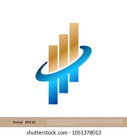 Stock Exchange, Diagram, Statistic Chart Icon. Finance, Accounting, Insurance Logo Vector Template Illustration Design. Vector EPS 10.