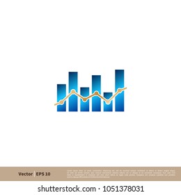 Stock Exchange, Diagram, Statistic Chart Icon. Finance, Accounting, Insurance Logo Vector Template Illustration Design. Vector EPS 10.