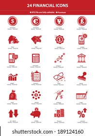 Stock exchange & finance icons,red version on white background,vector