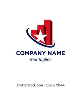 Stock Exchange Finance with Star Icon Vector Logo Template, EPS 10.