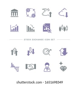 STOCK EXCHANGE FLAT ICON SET