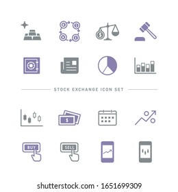 STOCK EXCHANGE FLAT ICON SET
