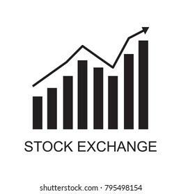 stock exchange icon flat balck
