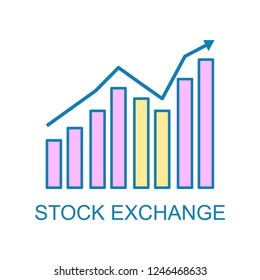  stock exchange icon with flat colors
