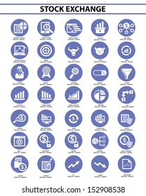 Stock exchange icon set,Blue version,vector