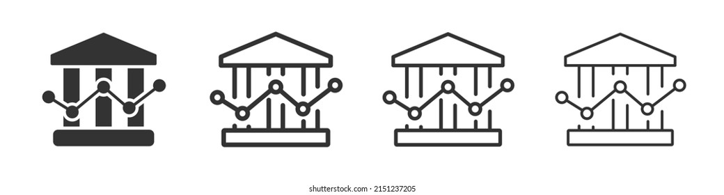Colección de iconos de la bolsa de valores en dos estilos diferentes y trazo diferente. Ilustración del vector EPS10