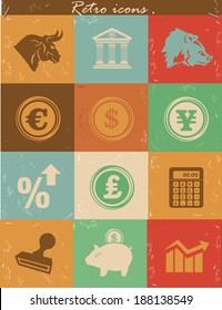 Stock exchange icons,vintage version,vector