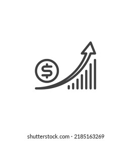 Stock exchange line icon. linear style sign for mobile concept and web design. Dollar rate increase outline vector icon. Symbol, logo illustration. Vector graphics