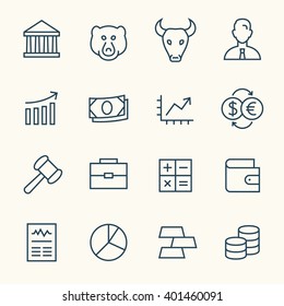 Stock exchange line icons