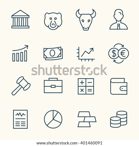 Stock exchange line icons