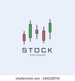 Stock Exchange Logo Design For Business Finance Market. Candle Stick Chart Vector Icon.