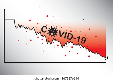 Stock exchange market around the world are down because of COVID-19 crisis. The red price arrow down chart fall. stock market graph. Circuit breaker .