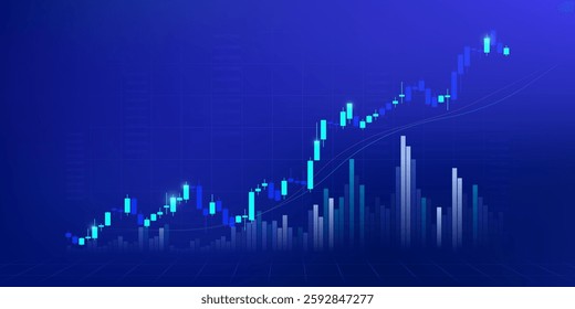 Stock Exchange Market Trading Graph Digital Screen with Rising Candle Stick Showing Investment Growth and Financial Trends for Trade Analysis Economic and Market Dashboard Visualization Background