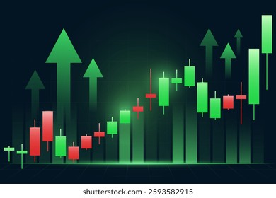 Stock Exchange Market Trading Graph Digital Screen with Rising Candle Stick Showing Investment Growth and Financial Trends for Trade Analysis Economic  and Market Dashboard Visualization Background