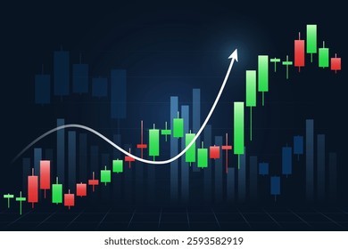 Stock Exchange Market Trading Graph Digital Screen with Rising Candle Stick Showing Investment Growth and Financial Trends for Trade Analysis Economic  and Market Dashboard Visualization Background