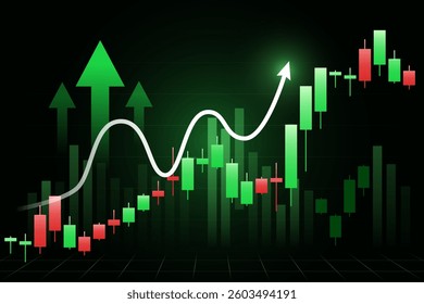 Stock Exchange Market Trading Graph Digital Screen with Rising Candle Stick Showing Investment Growth and Financial Trends for Trade Analysis Economic  and Market Dashboard Visualization Background