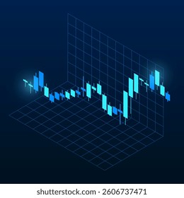 Stock Exchange Market Trading Graph with Rising Candle Stick Showing Investment Growth and Financial Trends for Trade Analysis Economic 3D Isometric Market Dashboard Visualization Background