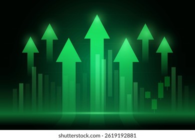 Stock Exchange Market Trading Graph Digital Screen with Rising Candle Stick Showing Investment Growth and Financial Trends for Trade Analysis Economic and Market Dashboard Visualization Background	
