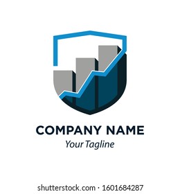 Stock Exchange Shield Shape Icon Vector Logo Template, EPS 10.