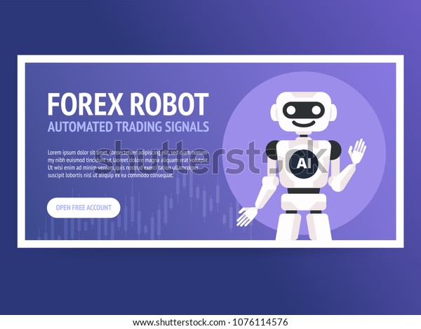Stock Exchange Trading Robot Banner Forex Stock Vector Royalty Free - 