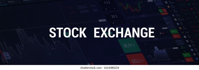 Stock Exchange web banner. Trade platform UI design template. Binary option isometric background. Cryptocurrency and financial investment banner for trading on forex and other stock exchanges. Vector