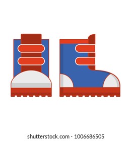 Stock for extreme winter sport. Protective boots for skiing and a snowboard.A clothes sportswear icon  skiers and snowboarders. In flat style a vector.A design concept for websites shops sports goods.