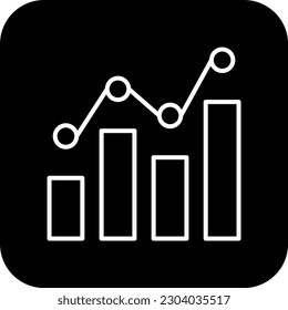 Stock Finance icon with black filled line style. money, growth, arrow, graph, chart, graphic, income. Vector illustration