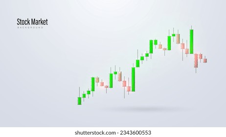 Stock financial graph. Candlestick chart. Market trade. Low polygonal and wireframe from dots and lines. Vector illustration