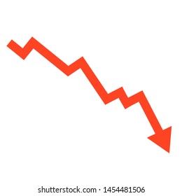 Stock or financial market crash with red arrow flat vector illustrations for websites