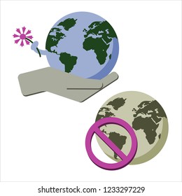 Stock flat illustration. Environmental problems. Protection of Earth.
