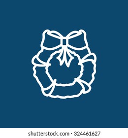 Stock flat round icon with Christmas or New Year's holiday wreat