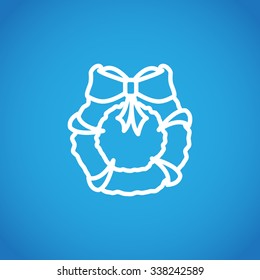 Stock flat round icon with Christmas or New Year's holiday wreat