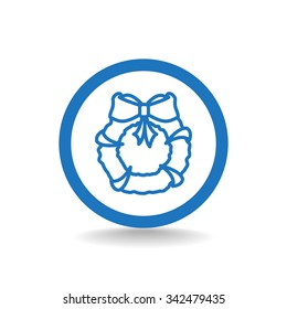 Stock flat round icon with Christmas or New Year's holiday wreat