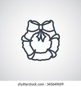Stock flat round icon with Christmas or New Year's holiday wreath 