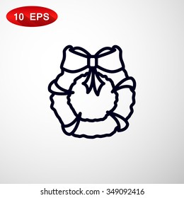 Stock flat round icon with Christmas or New Year's holiday wreat