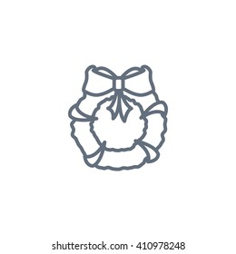 Stock flat round icon with Christmas or New Year's holiday wreat