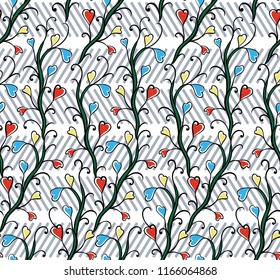 stock flowers pattern on stripe background