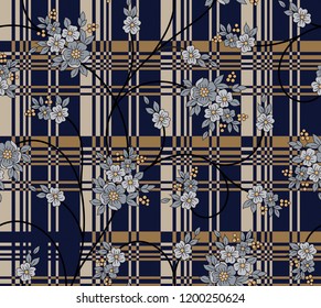 stock flowers pattern on stripe background