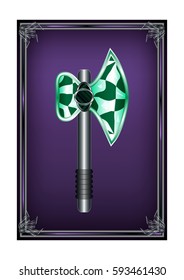 Stock Frame Axe Cartoon Medieval Weapon Element. Vector Illustration Can be used for RPG, Web, Mobile App, Infographics. Game asset.