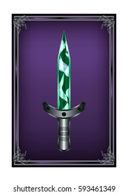 Stock Frame Dagger Cartoon Medieval Weapon Element. Scabbard Vector Illustration Icon Can be used for RPG, Web, Mobile App, Infographics. Game asset.