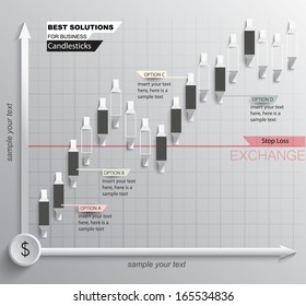 stock graph with candlesticks / vector abstract illustration