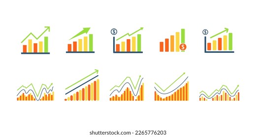 Juego de vectores de mercado gráfico de acciones