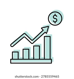 Stock Growth color shadow thinline icon , vector, pixel perfect, illustrator file 
