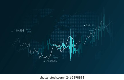 Stock growth graph background, financial technology, exchange market and economic data, investment, analysis