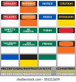 Stock Headers.
Font and Blank Signs of safety without words, to enter the word signal.