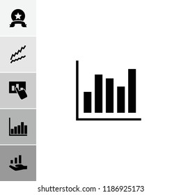 Stock icon. collection of 6 stock filled icons such as graph on hand, medal, graph, hand on graph. editable stock icons for web and mobile.